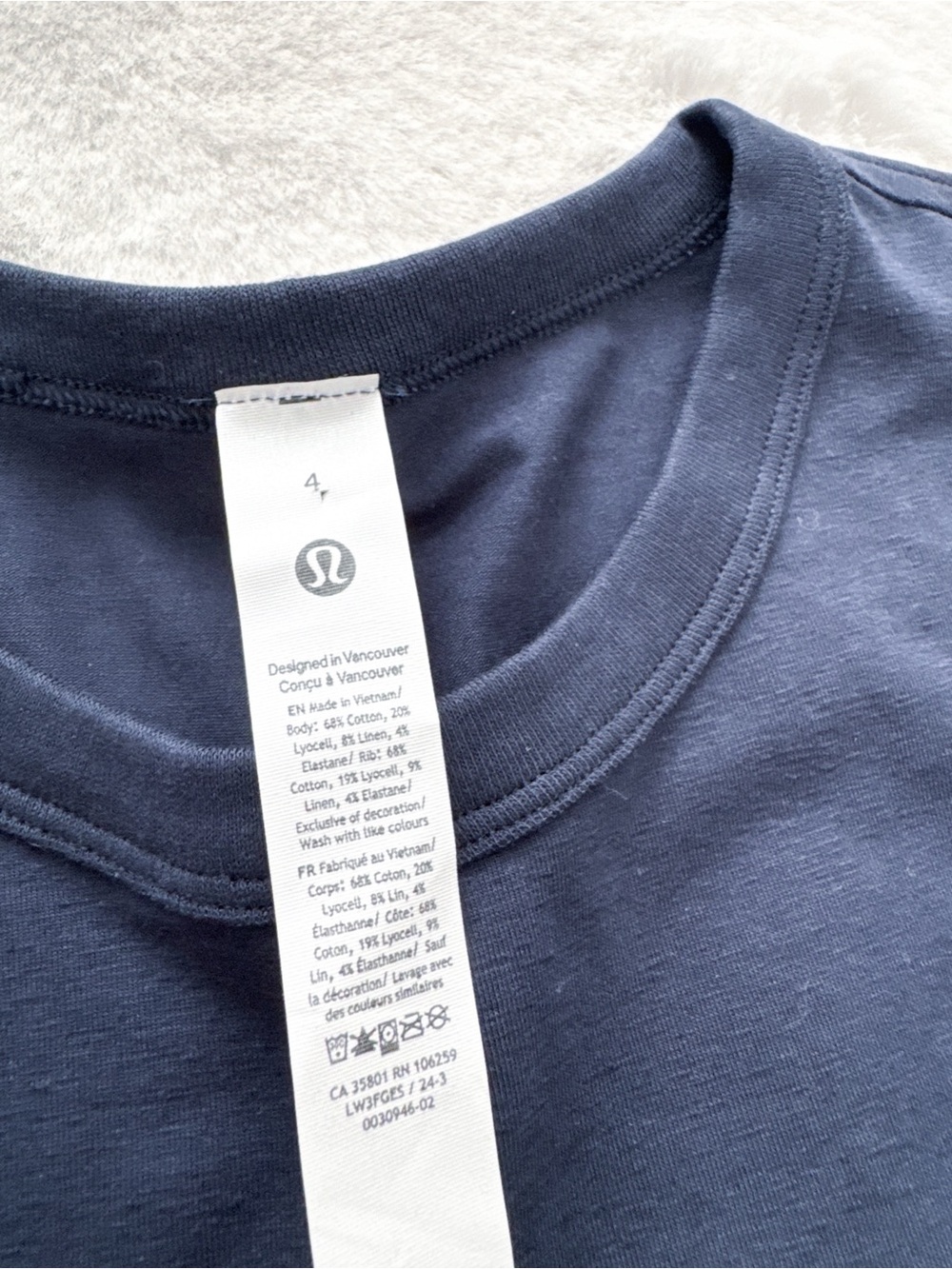 Lululemon Classic Fit Cotton Blend Long Sleeve Top Navy Blue NWT - Picture 10 of 13